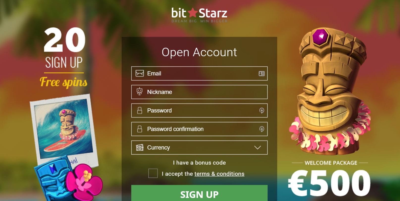 BitStarz registration