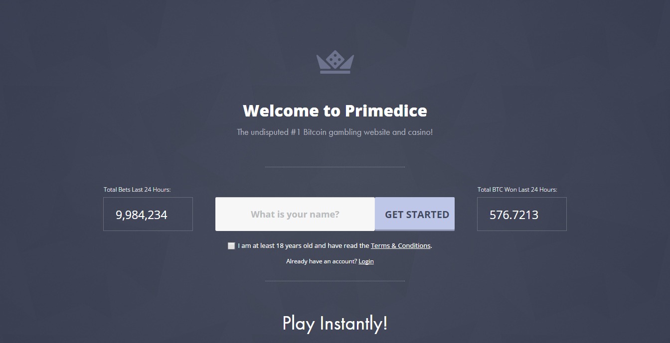 Primedice Homepage