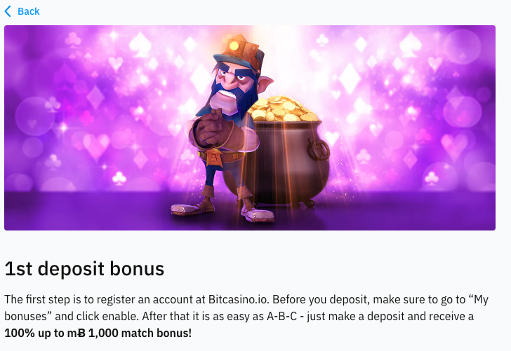 Bitcasino deposit bonus